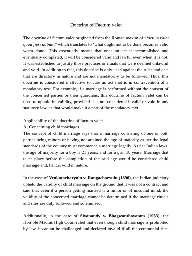 Factum Valet in Hindu Family Law | PDF | Marriage | Justice