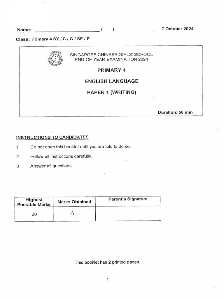 P4 English Exam Papers 2024 | PDF