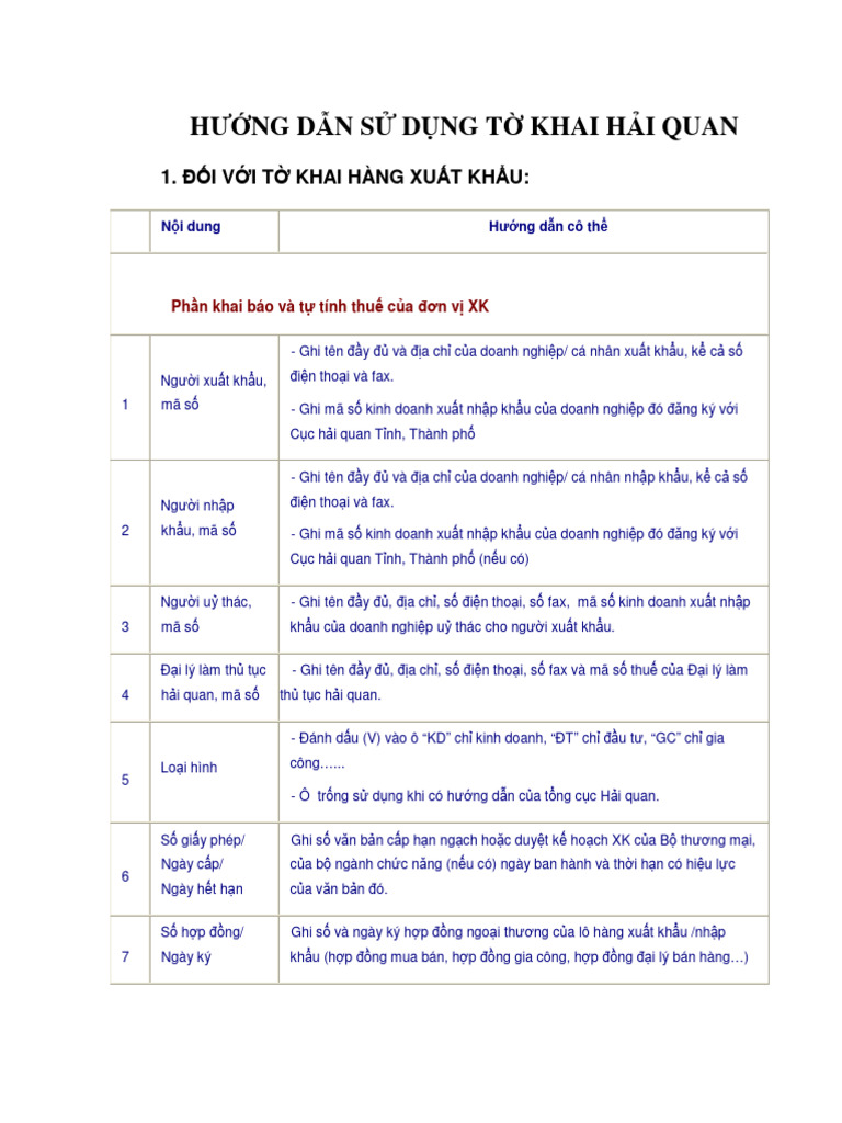 Huong Dan Su Dung To Khai Hai Quan Dua SV | PDF