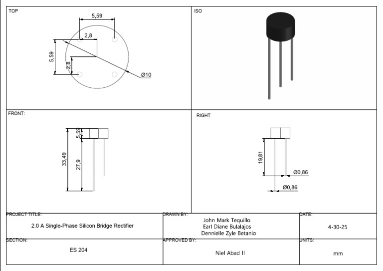 2.0 A Single Phase Silicon Bridge Rectifier Layout | PDF