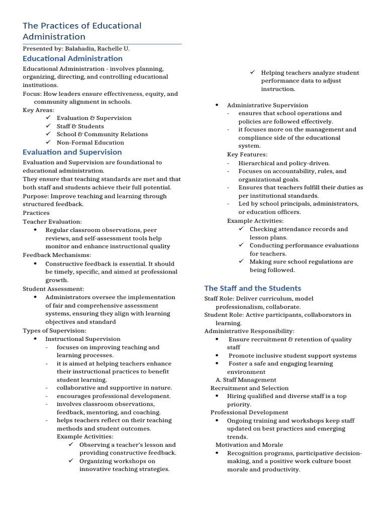 Effective Practices in Educational Administration | PDF | Teachers ...
