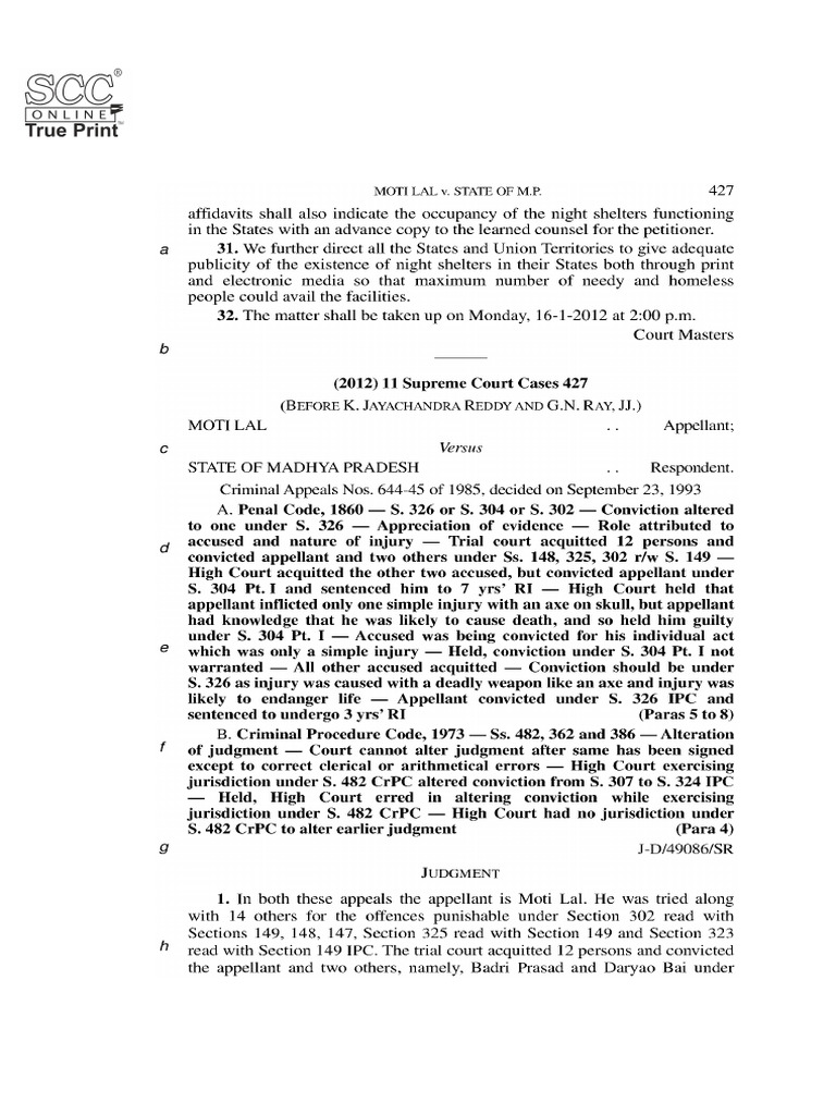 Modak Judgment Analysis: SCC 1, 2008 | PDF