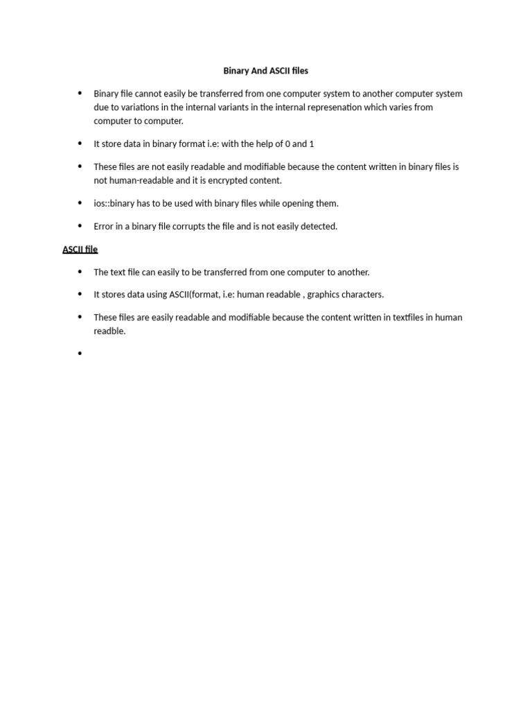 Binary vs ASCII File Formats | PDF