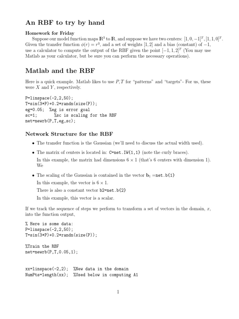 RBF Computation in MATLAB | PDF | Science & Mathematics | Computers