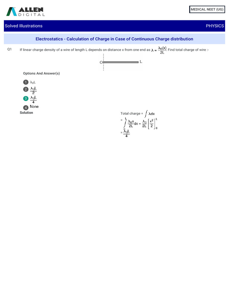 NEET UG Physics: Electrostatics Problems | PDF | Electric Field | Sphere