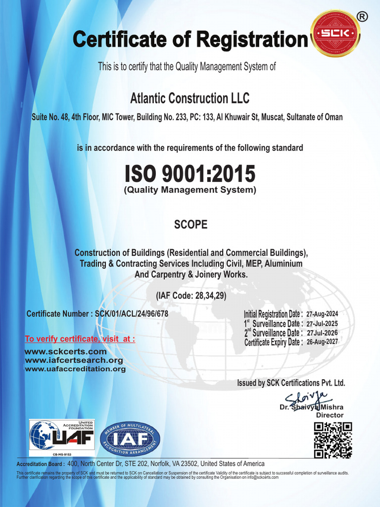 ISO 9001:2015 Registration Certificate | PDF | Quality Management ...
