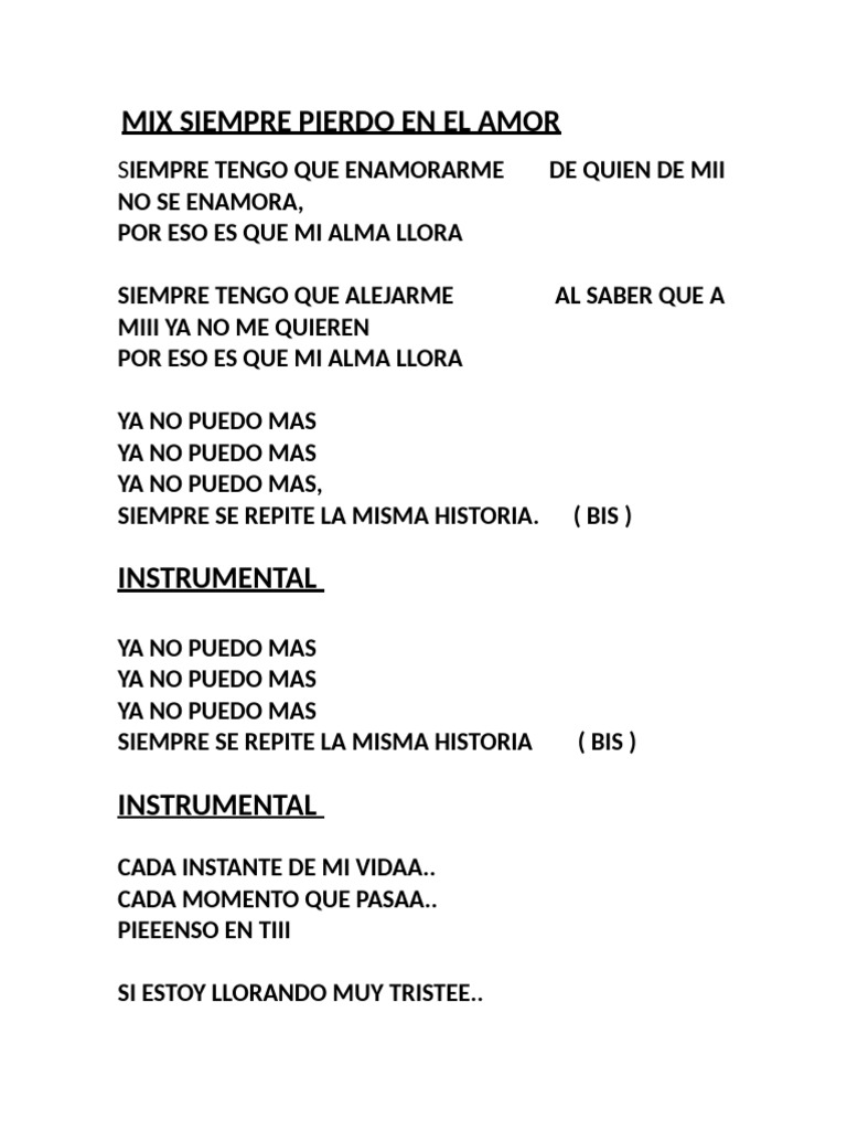 Mix Siempre Pierdo en El Amor | PDF