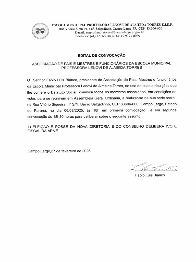 Ata de Convocação Da APMF | PDF