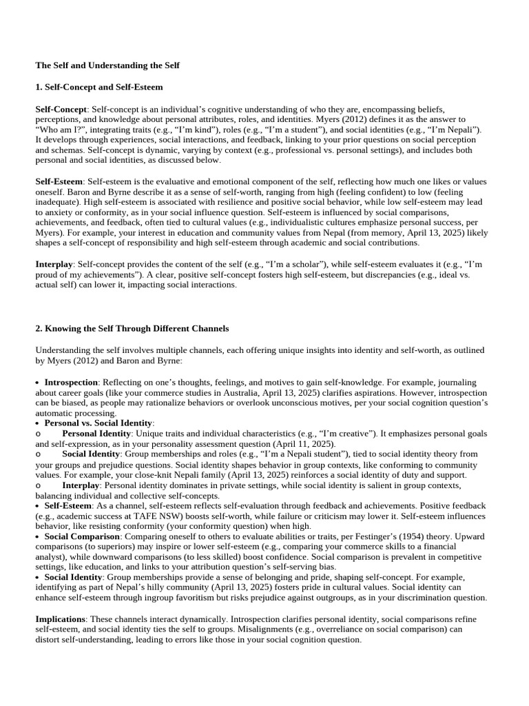 Understanding Self-Concept and Identity | PDF | Self Concept | Self Esteem