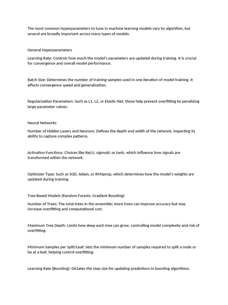 What Are The Most Common Hyperparameters To Tune in Machine Learning ...