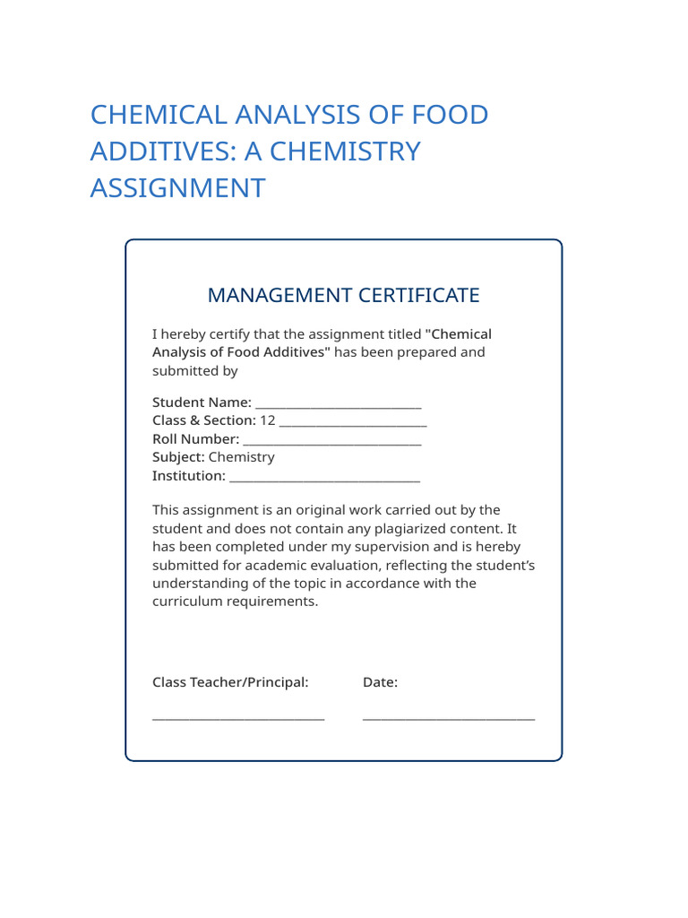 Chemical Analysis of Food Additives | PDF | Titration | Chemistry