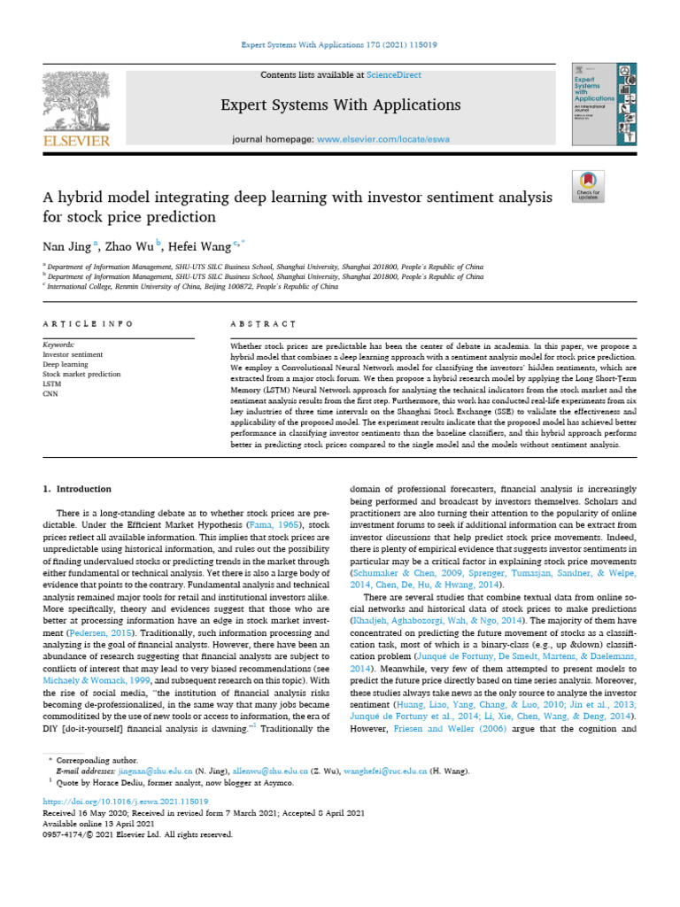 A Hybrid Model Integrating Deep Learning With Investor Sentiment ...