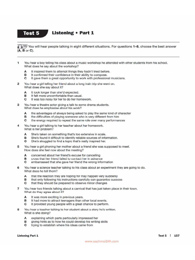 First For Schools Listening - Test 5 | PDF