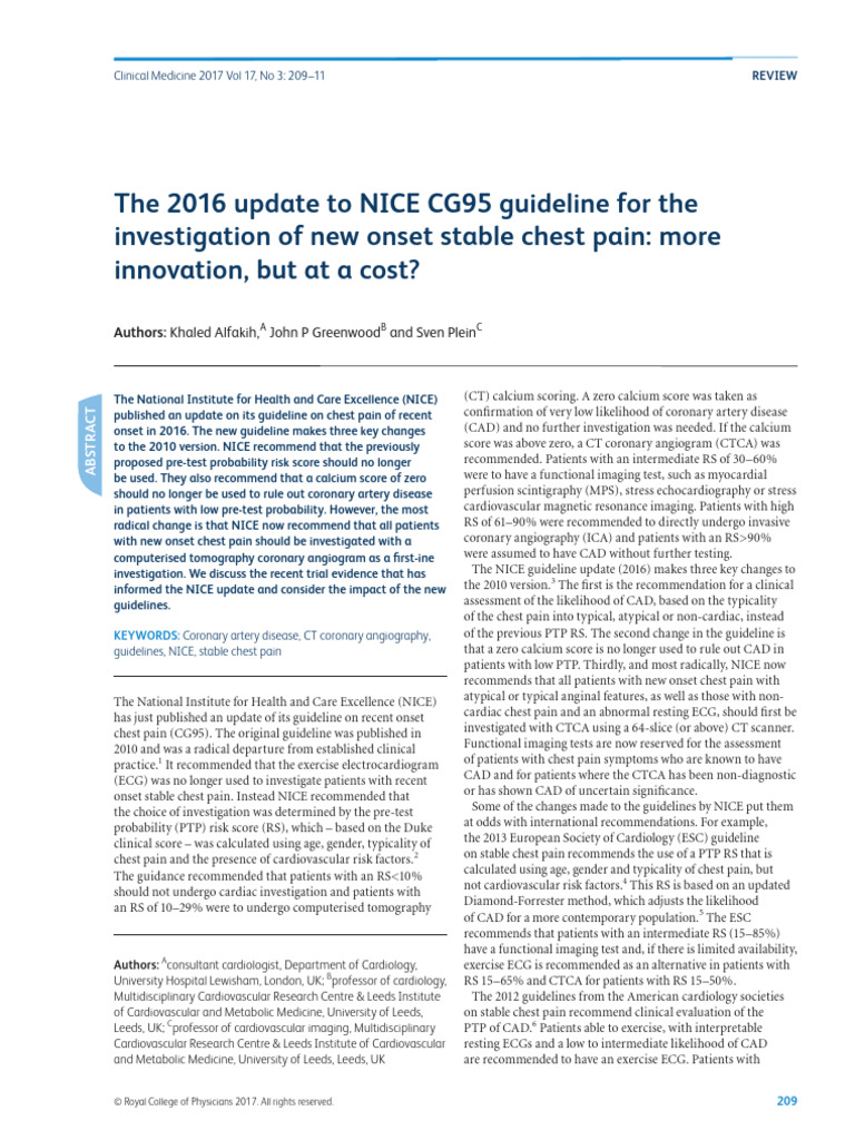 The 2016 Update To NICE CG95 Guideline For The Investigation - 2017 ...