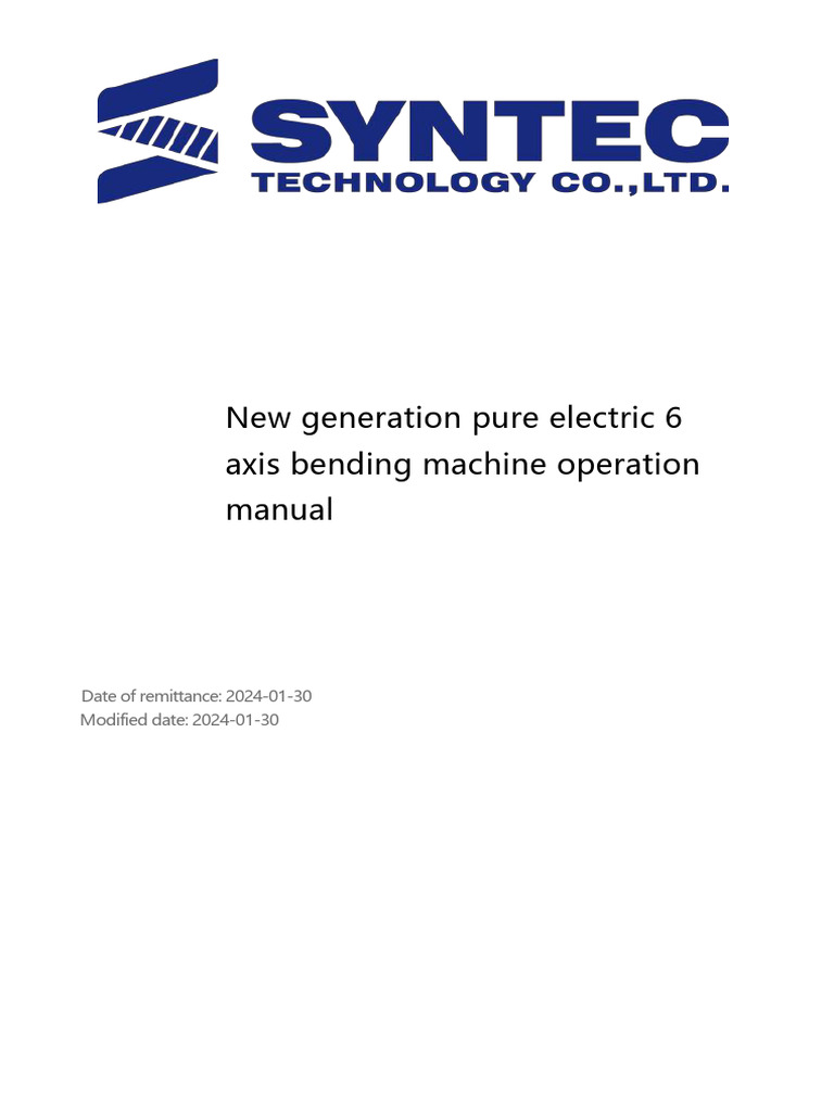 Electric 6-Axis Bending Machine Manual | PDF | Automation | Manual ...