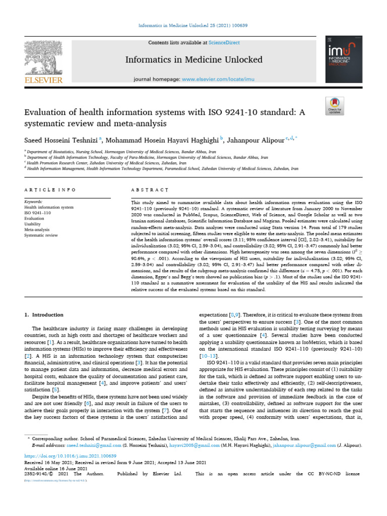 Health Information Systems Evaluation | PDF | Systematic Review | Meta ...