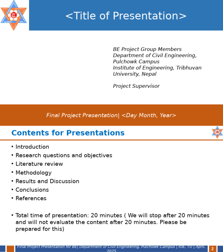 BE Project Presentation Guidelines | PDF