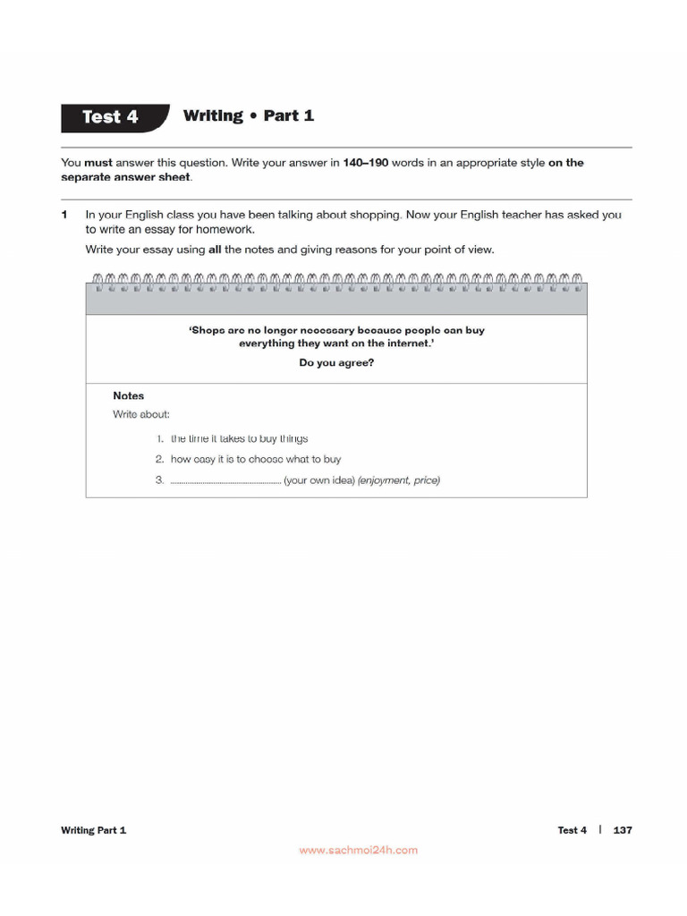 First For Schools Writing - Test 4 | PDF