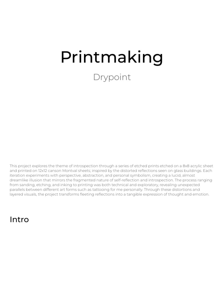 Introspective Drypoint Printmaking Project | PDF | Printmaking | Etching