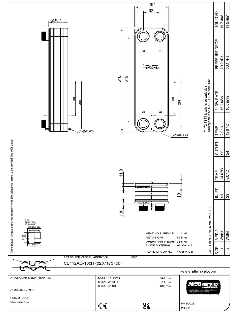 Plate Heat Exchanger Specifications | PDF | Mechanical Engineering ...