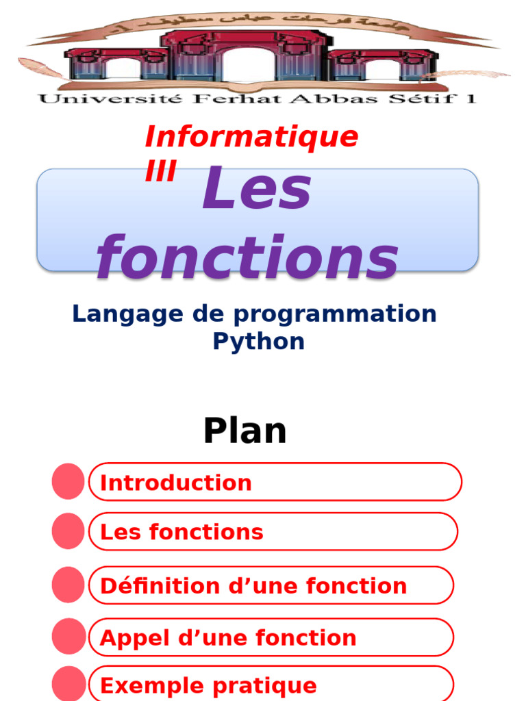Fonctions en Python : Définition et Exemples | PDF | Python (Langage de ...