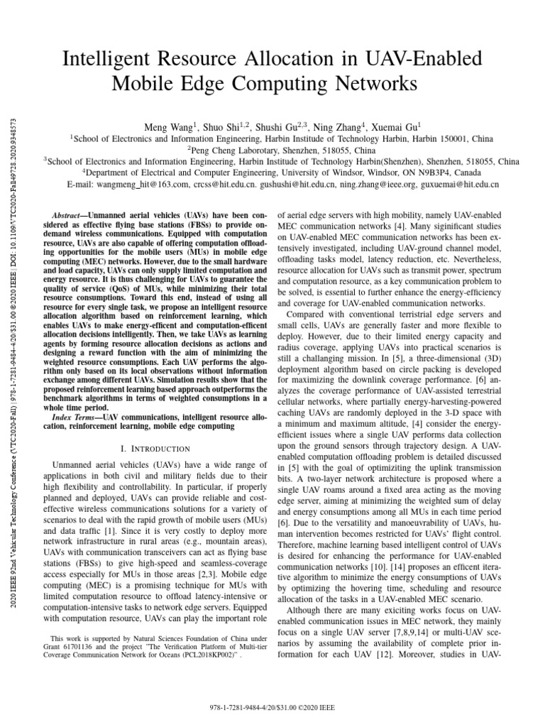 Intelligent UAV Resource Allocation in MEC | PDF | Unmanned Aerial ...