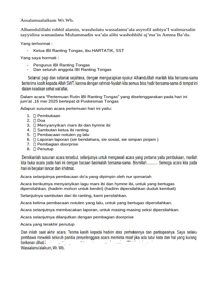 Susunan Acara Ibi Ranting | PDF