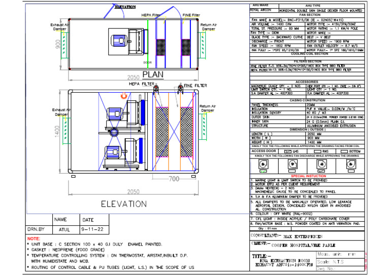 AHU Drawing Approval Checklist | PDF | Tools | Mechanical Engineering