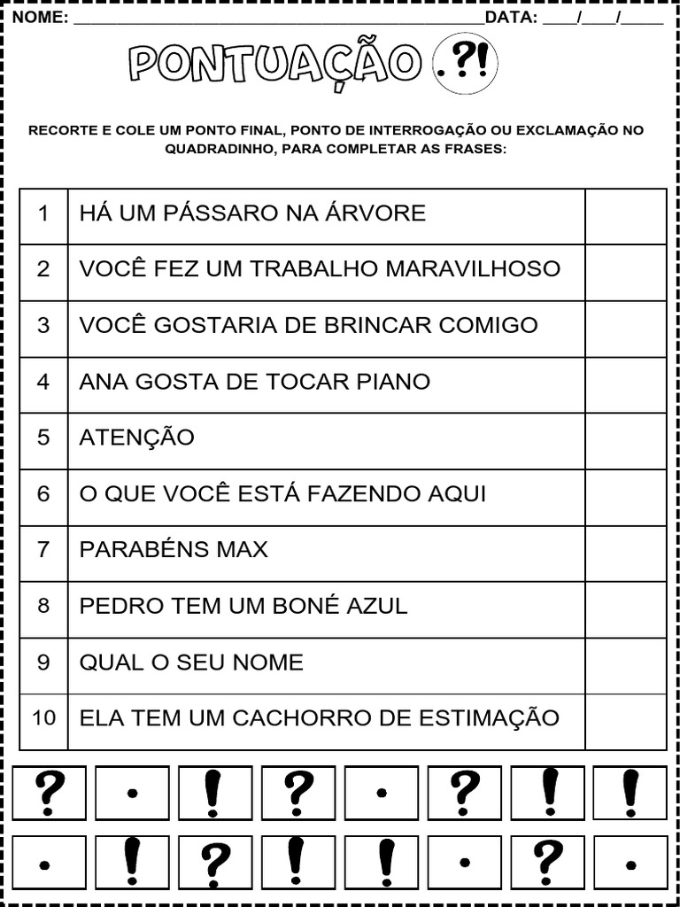 Atividades de Pontuação para 3º Ano | PDF