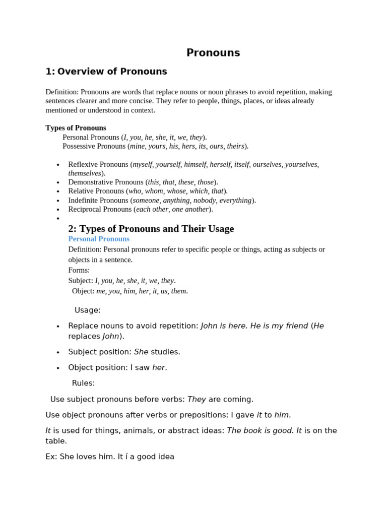 Understanding Pronouns: Types and Uses | PDF | Pronoun | Noun