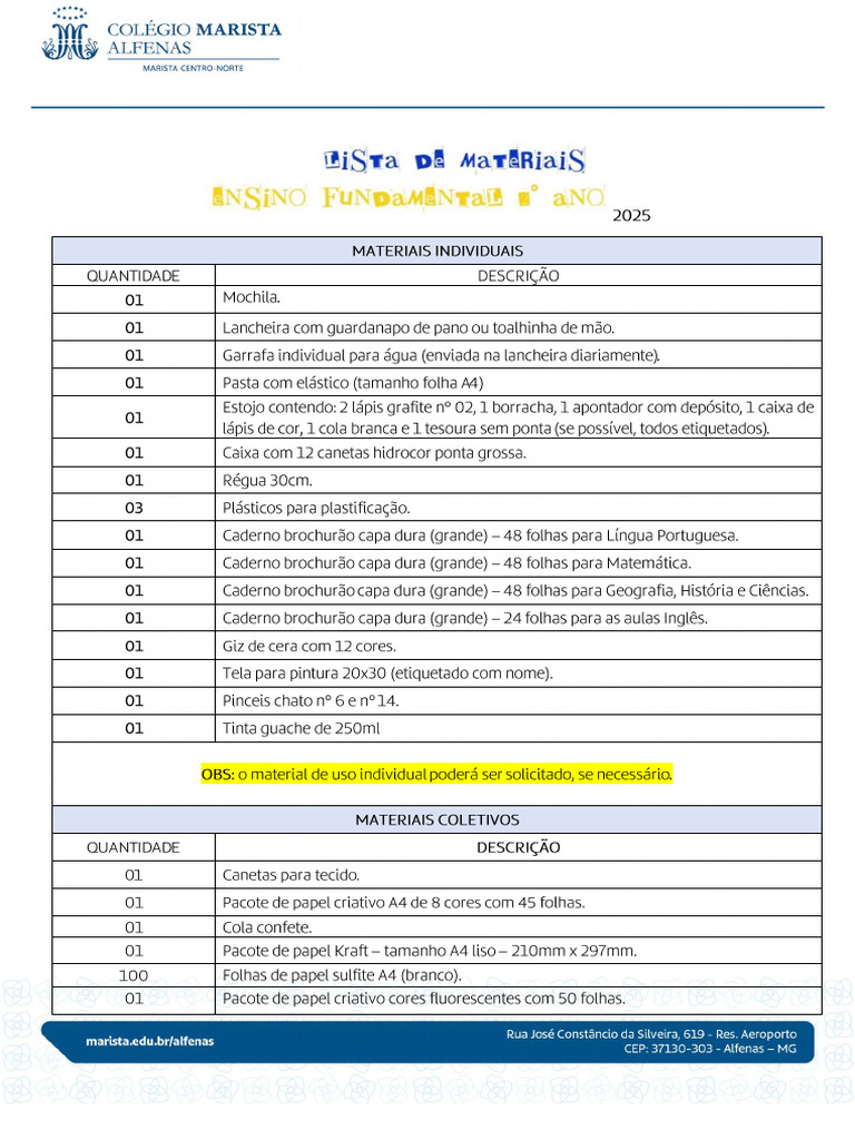 Lista 2 Ano Efai - 2025 .PDF 5 | PDF