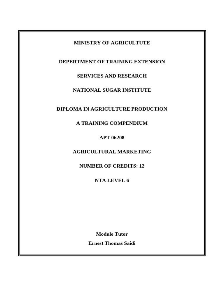 Agricultural Marketing Overview for Grade 12 | PDF | Market (Economics ...