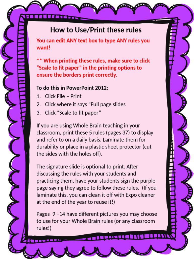 Classroom Rules For Primary Kids | PDF