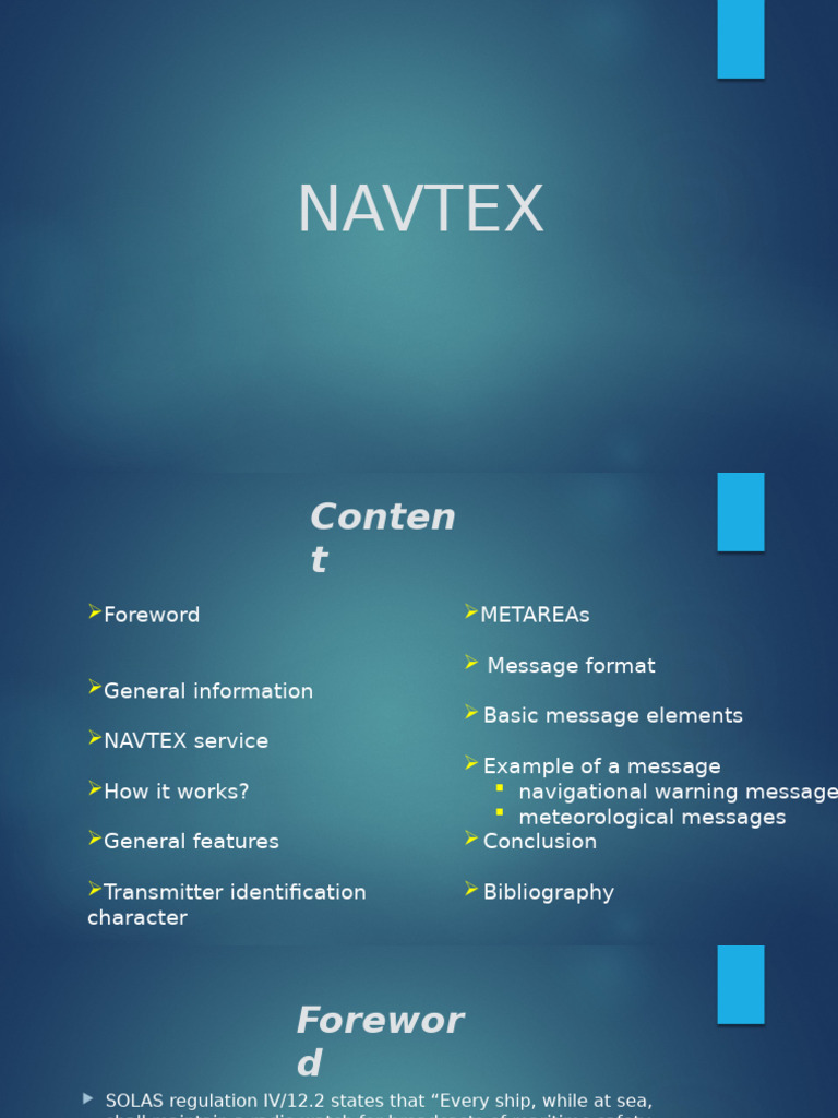 NAVTEX Maritime Safety Information Guide | PDF | Telecommunications ...