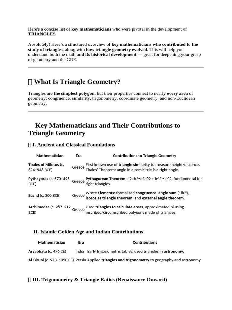 Mathematicians Key Triangles | PDF | Trigonometry | Triangle
