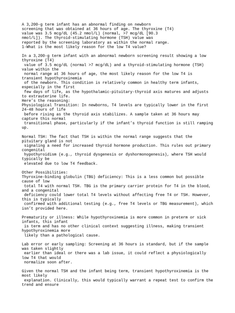 Transient Hypothyroxinemia of The Newborn | PDF | Thyroid Stimulating ...