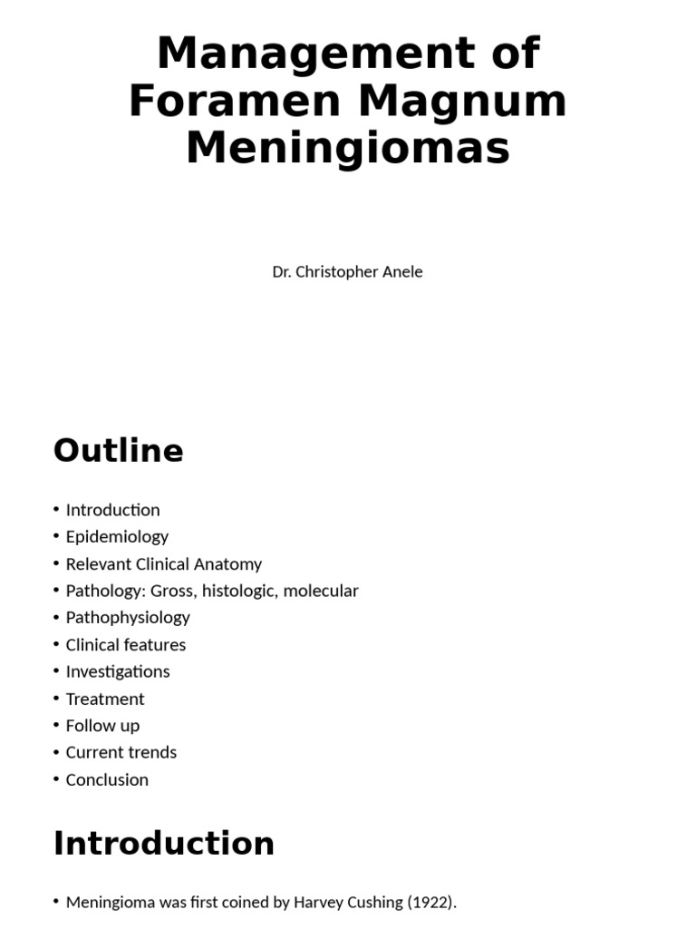 Management of Foramen Magnum Meningiomas | PDF | Brain Tumor | Clinical ...