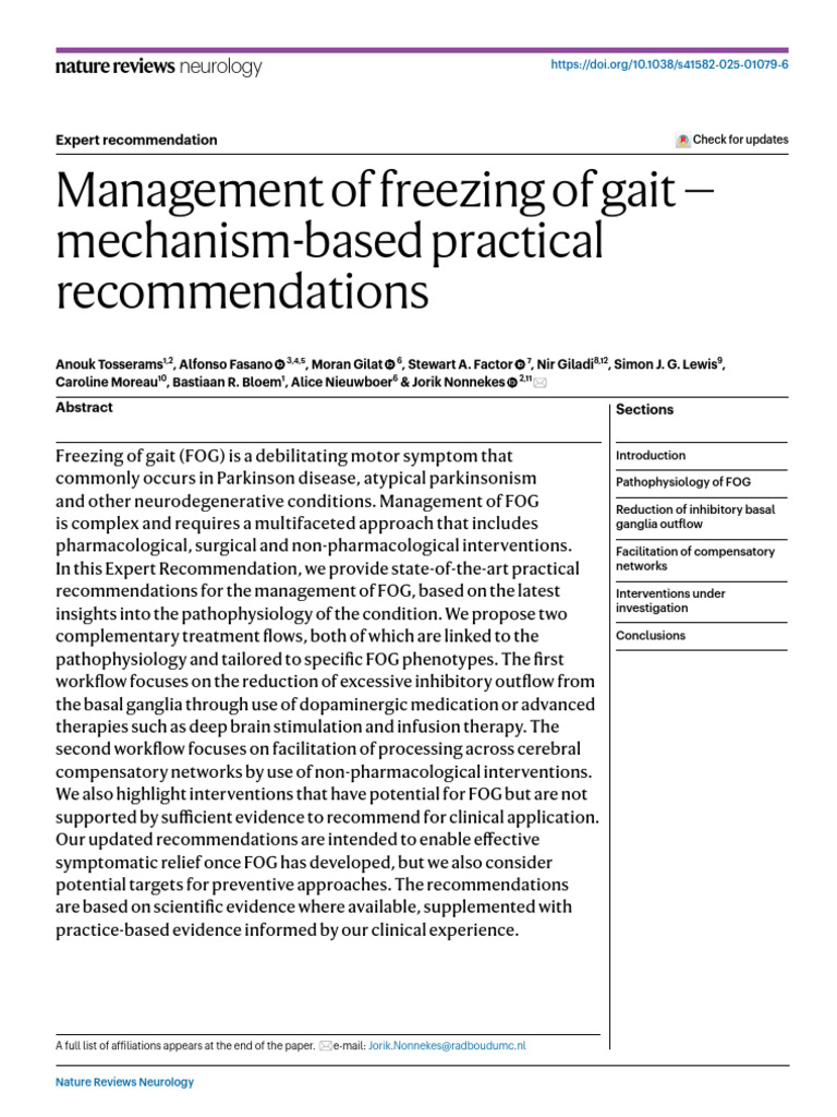 Managing Freezing of Gait in Parkinson's | PDF | Basal Ganglia ...