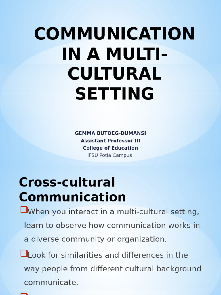 Multicultural Communication Skills Guide | PDF | Communication ...