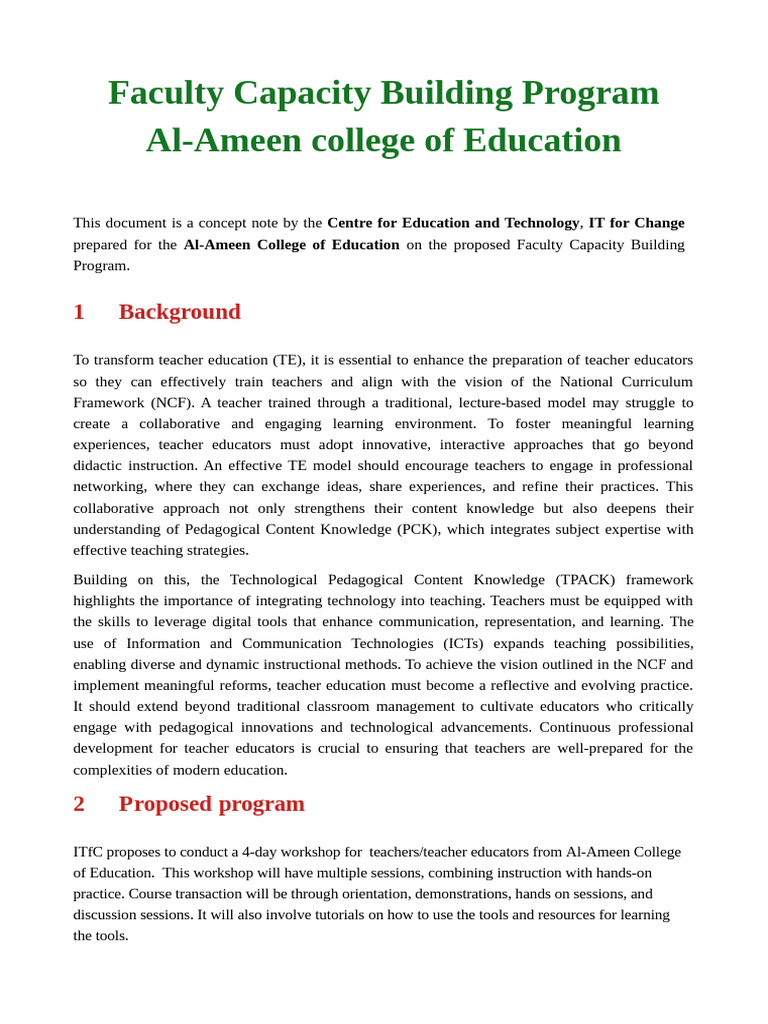Faculty Capacity Building Workshop Overview | PDF | Teachers | Pedagogy