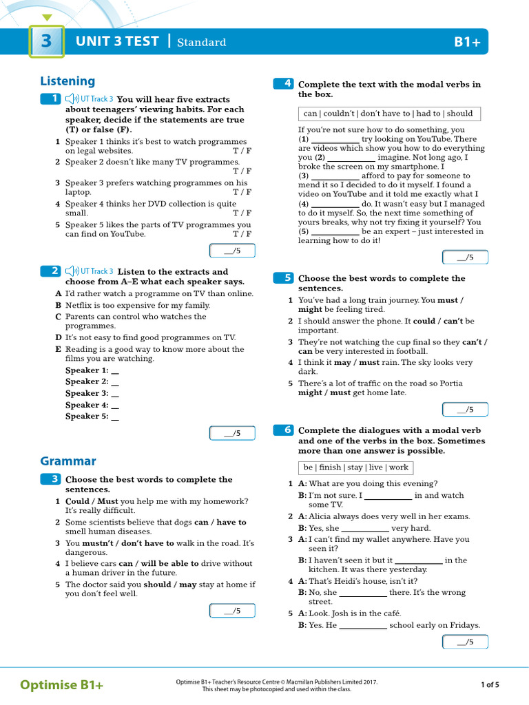 Unit 3 Test: Teen Viewing Habits | PDF | You Tube | English Language