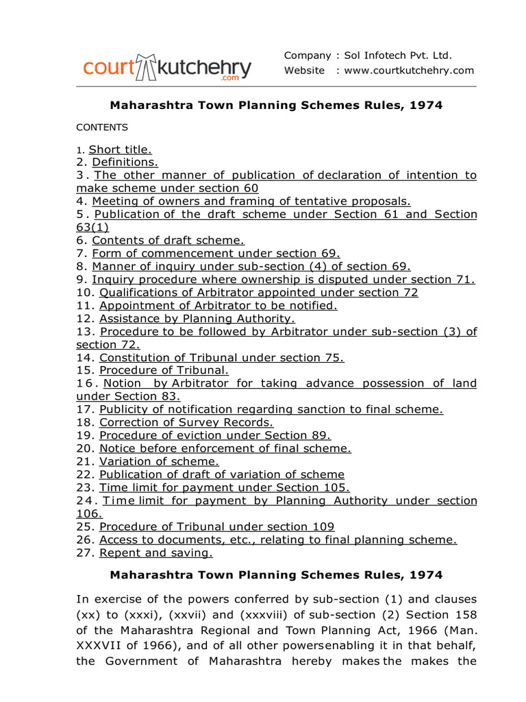 Maharashtra Town Planning Rules 1974 | PDF | Arbitration | Arbitral ...