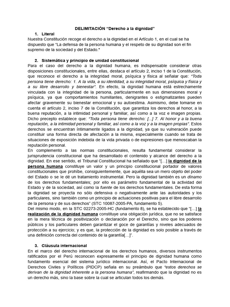 Derecho A La Dignidad | PDF | Derechos humanos | Dignidad