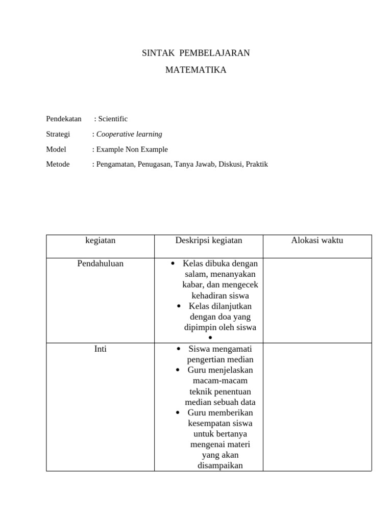 Sintak Pembelajaran | PDF