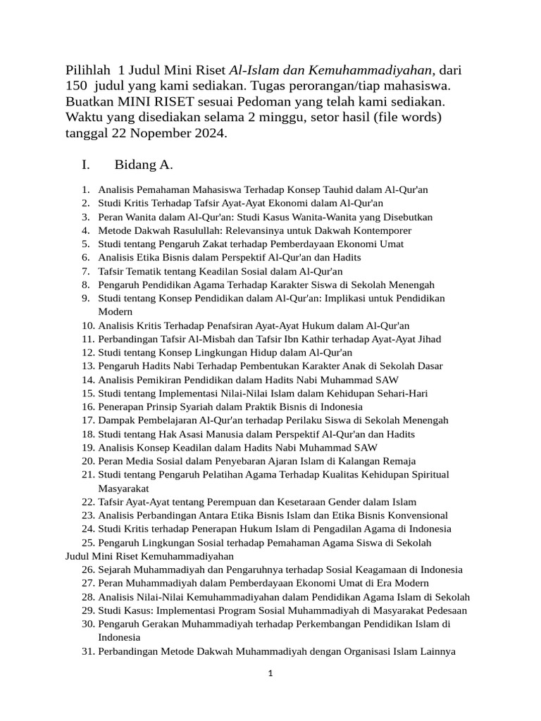 Mini Riset Aik Mini Al-Islam | PDF