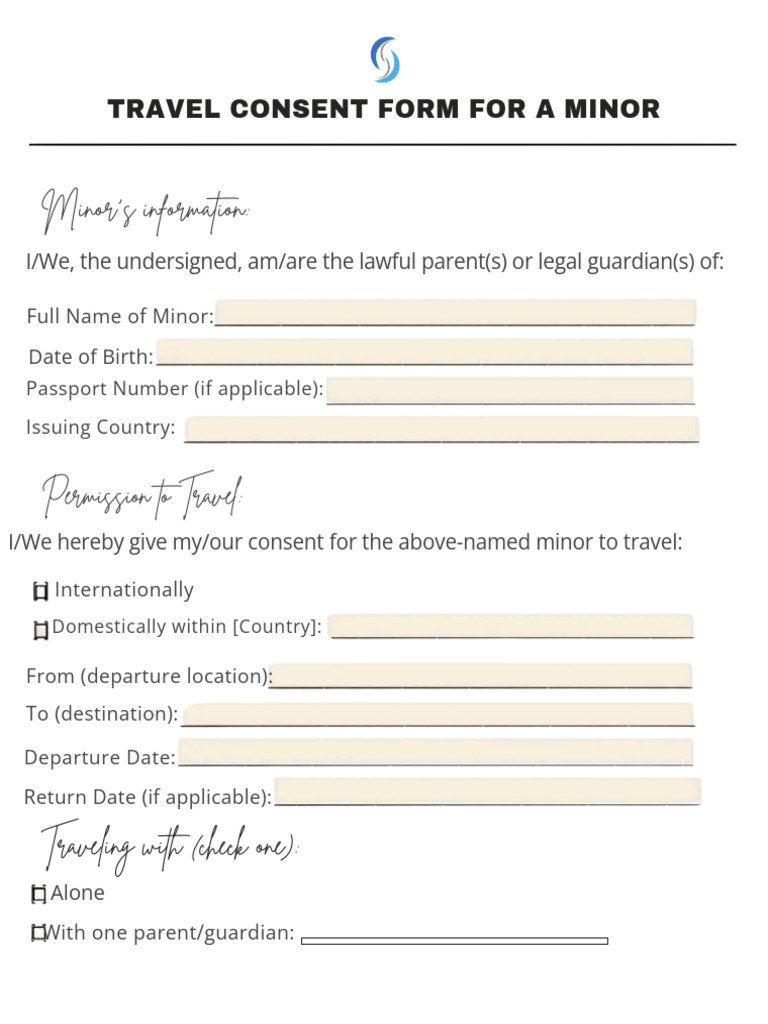 Minor Travel Consent Form Template | PDF