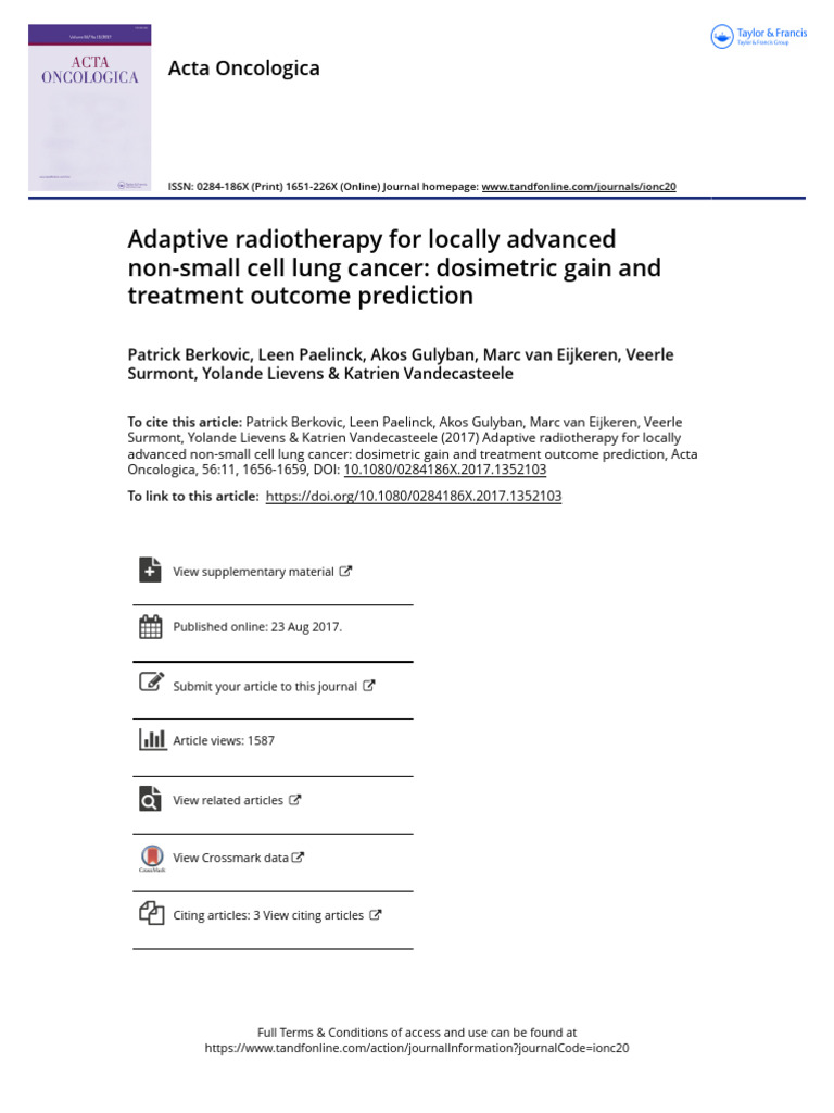 Adaptive Radiotherapy in Lung Cancer | PDF | Radiation Therapy | Ct Scan