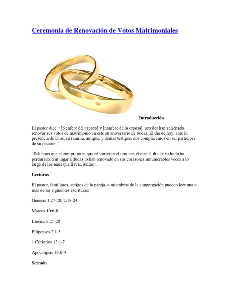 Ceremonia de Renovación de Votos Matrimoniales | PDF | Matrimonio | Amor, image size:768x1024