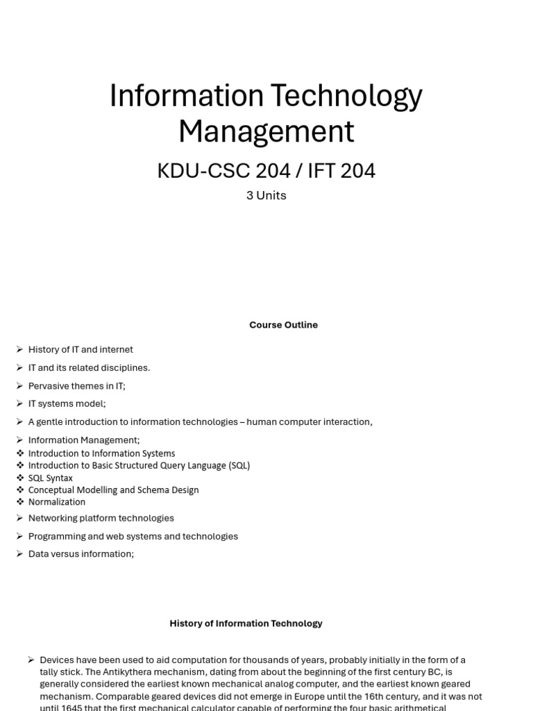 CSC 204-Ift 204 | PDF | Information Technology | Human–Computer Interaction