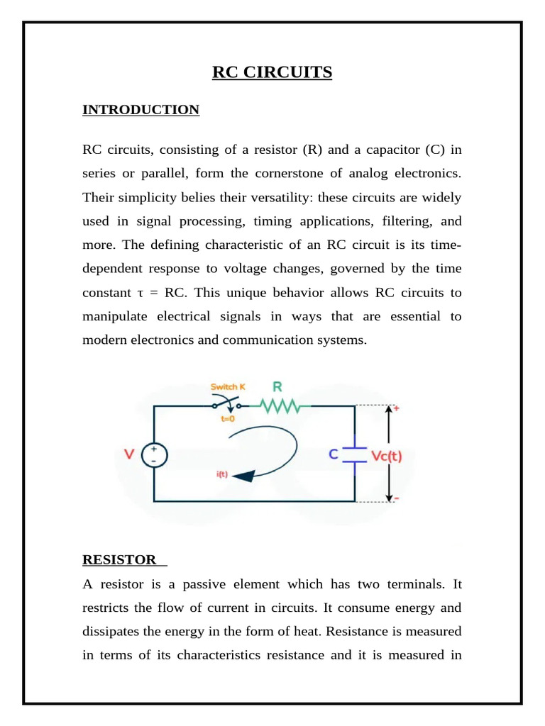 RC Circuits | PDF | Capacitor | Low Pass Filter